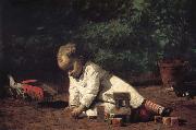 Thomas Eakins The Baby play on the floor France oil painting artist